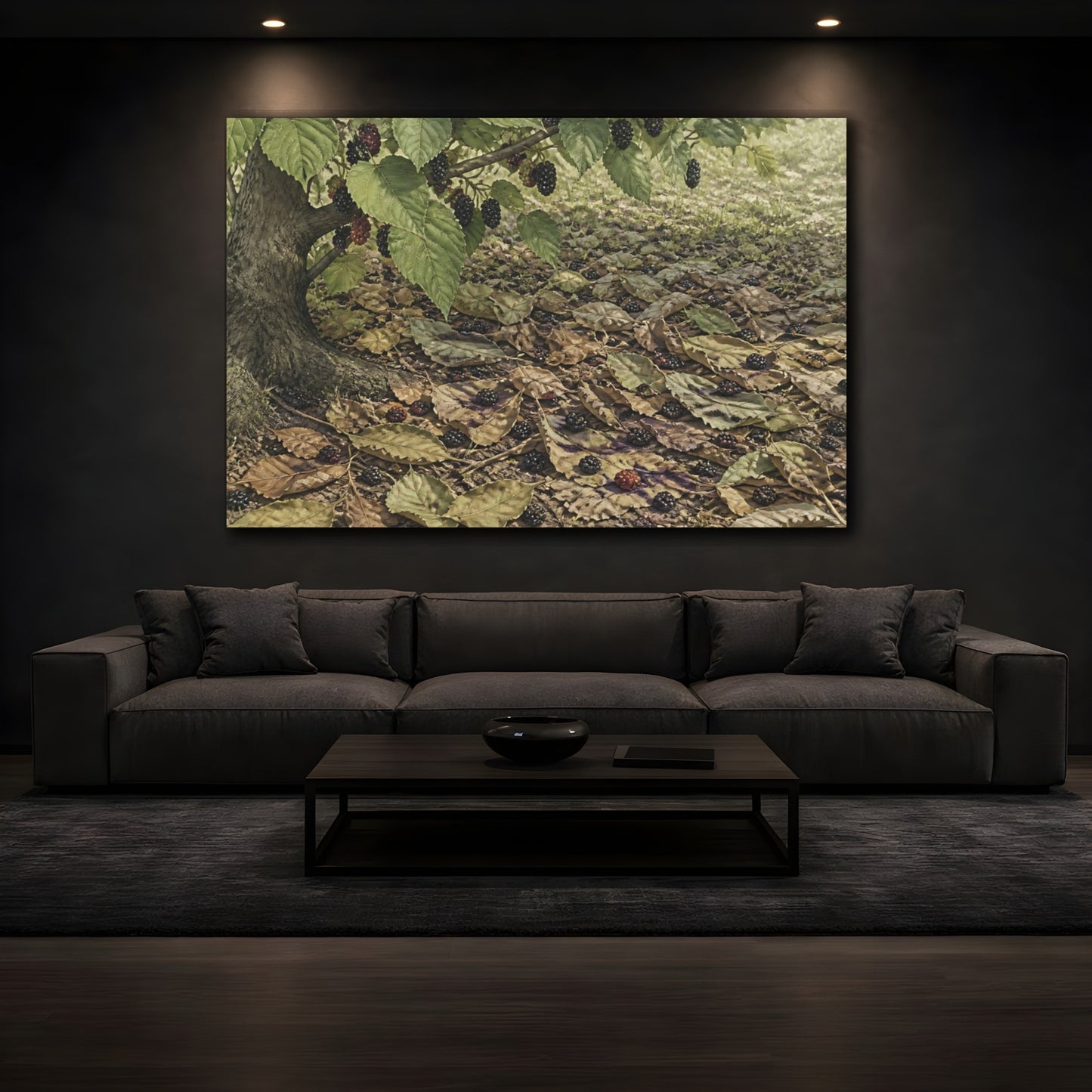 Mockup 3. Mulberries Beneath Garden Tree shown as canvas print