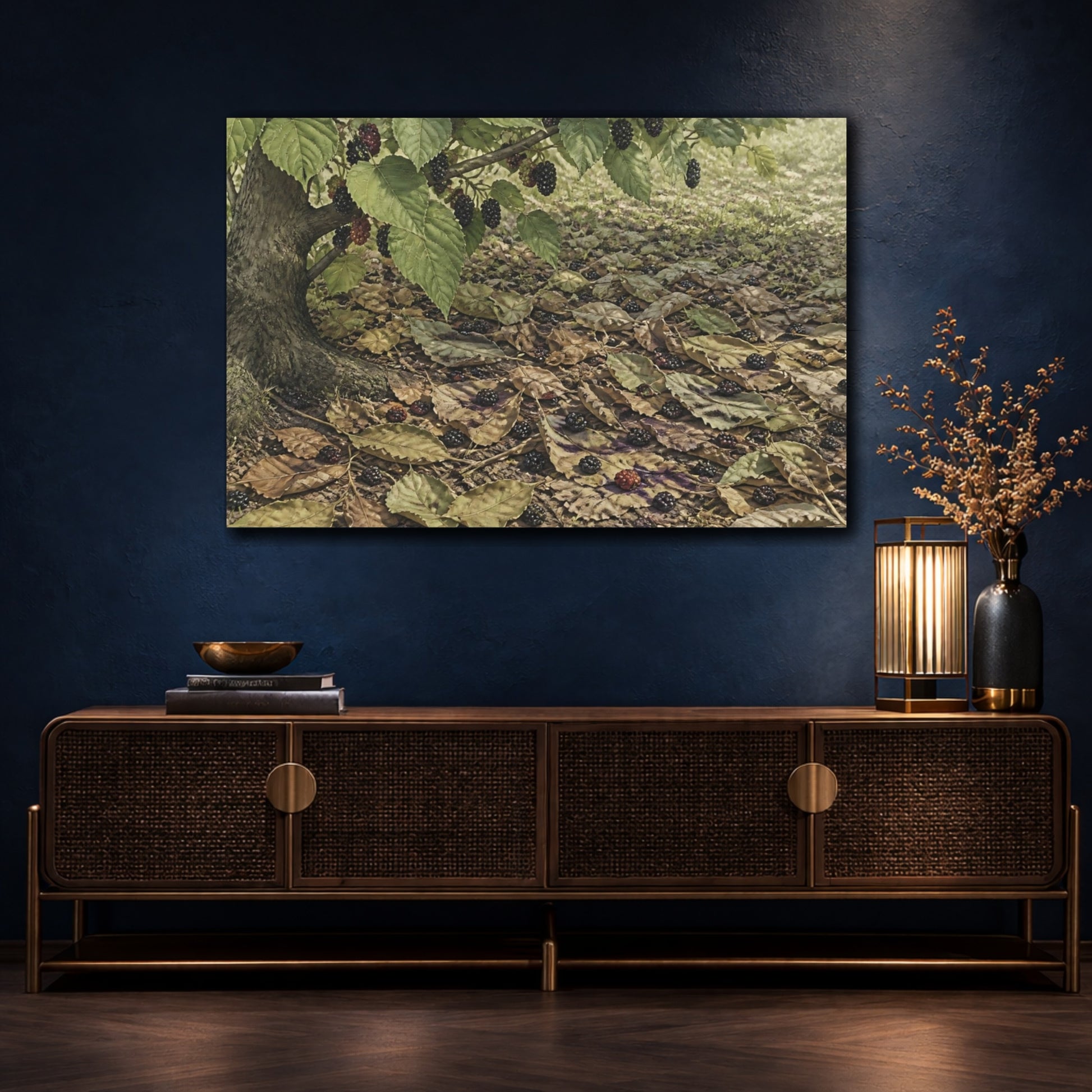 Mockup 4. Mulberries Beneath Garden Tree shown as canvas print