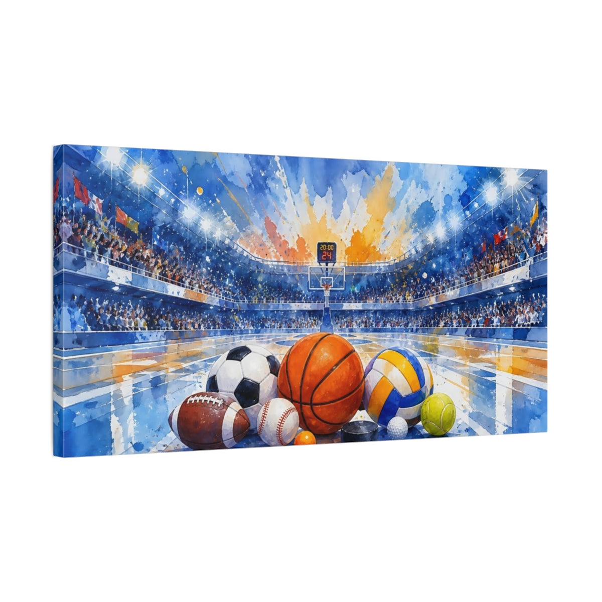 Side Mockup 1. Multi-Sport Arena shown as canvas print