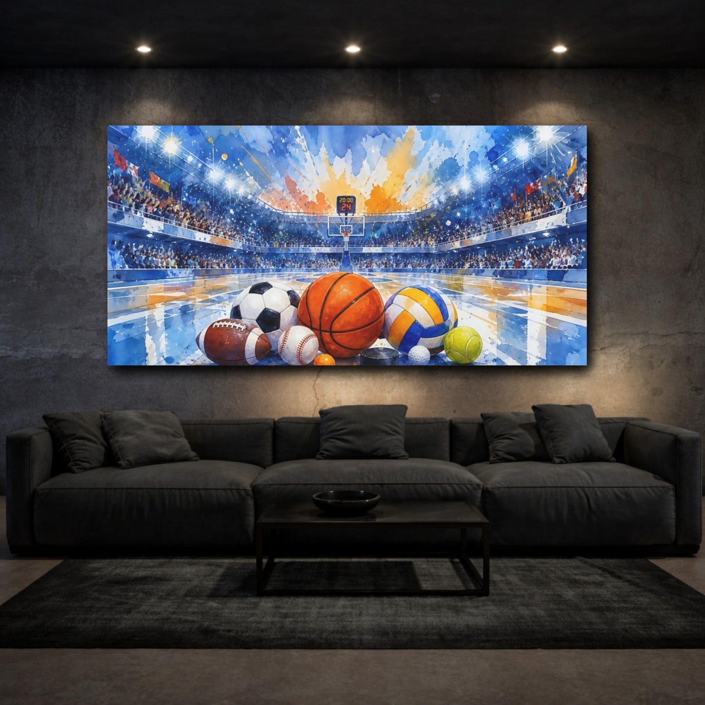 Mockup 3. Multi-Sport Arena shown as canvas print