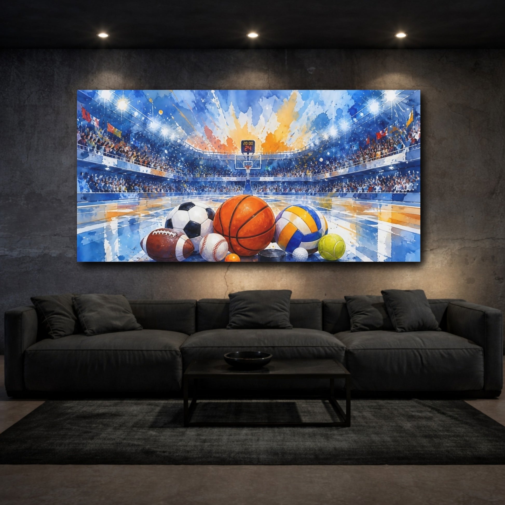 Mockup 3. Multi-Sport Arena shown as canvas print