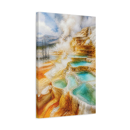 Side Mockup 3. Natural Hot Springs Terraces shown as canvas print