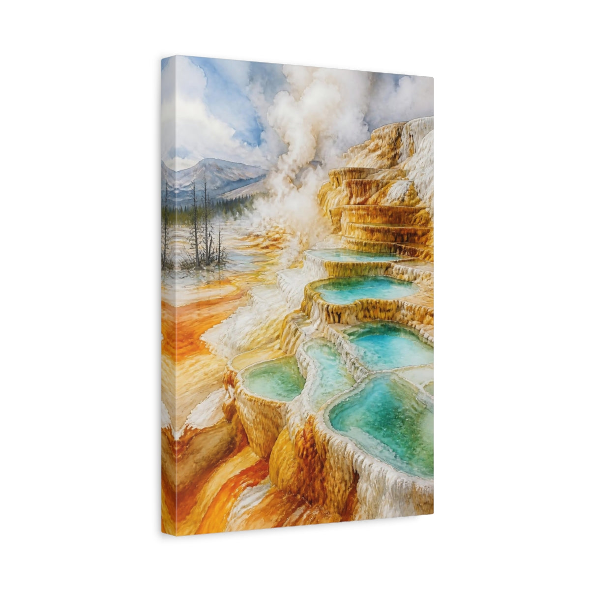 Side Mockup 4. Natural Hot Springs Terraces shown as canvas print