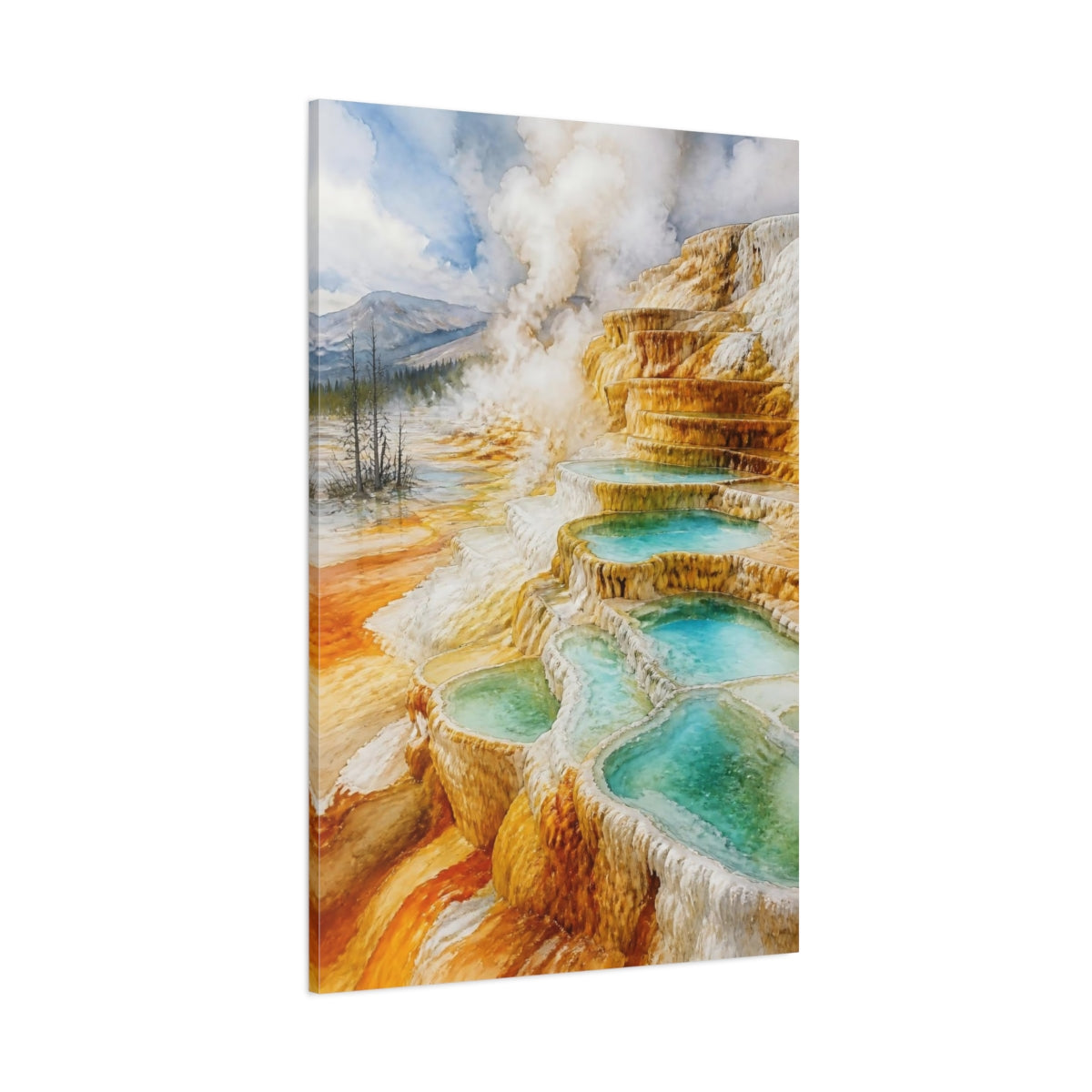 Side Mockup 1. Natural Hot Springs Terraces shown as canvas print