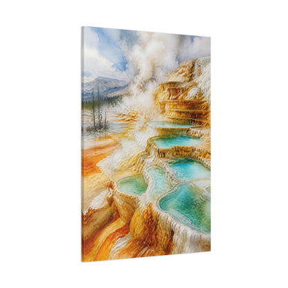 Side Mockup 1. Natural Hot Springs Terraces shown as canvas print