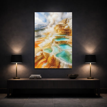 Mockup 3. Natural Hot Springs Terraces shown as canvas print