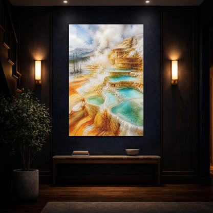 Mockup 4. Natural Hot Springs Terraces shown as canvas print