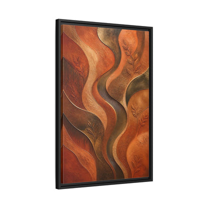 Side Mockup 14. Nature Abstract Foliage Bronze And Terracotta shown as stretched canvas wall art