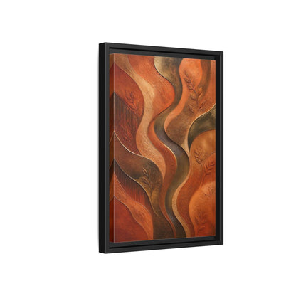 Side Mockup 6. Nature Abstract Foliage Bronze And Terracotta shown as stretched canvas wall art