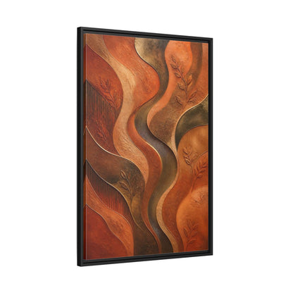 Side Mockup 13. Nature Abstract Foliage Bronze And Terracotta shown as stretched canvas wall art