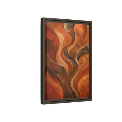 Side Mockup 5. Nature Abstract Foliage Bronze And Terracotta shown as stretched canvas wall art