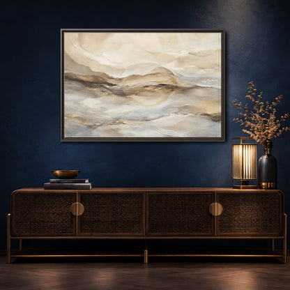 Mockup 4. Nature Abstract Landscape Earthy Neutrals shown as stretched canvas wall art