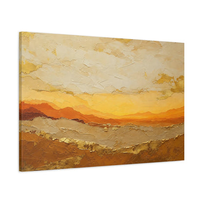 Main Mockup. Nature Abstract Landscape Orange Gold Abstract shown as stretched canvas wall art