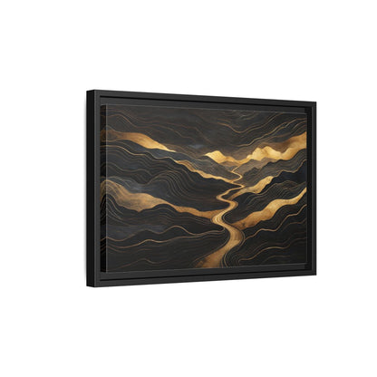 Side Mockup 6. Nature Abstract Mountains Black And Gold shown as stretched canvas wall art