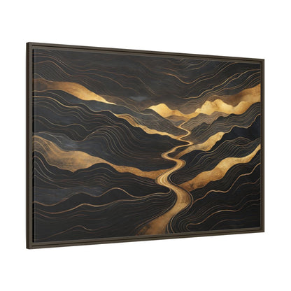 Side Mockup 8. Nature Abstract Mountains Black And Gold shown as stretched canvas wall art