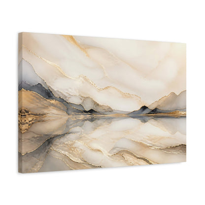 Side Mockup 3. Nature Abstract Mountains Gold And Gray shown as stretched canvas wall art