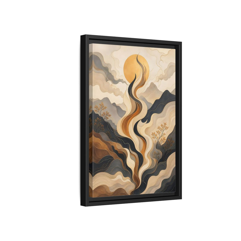 Side Mockup 6. Nature Abstract Mountains Gold Grey Abstract shown as stretched canvas wall art