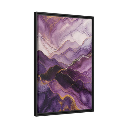 Side Mockup 14. Nature Abstract Mountains Purple And Gold shown as stretched canvas wall art
