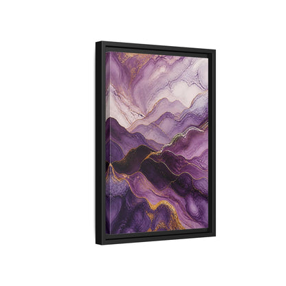 Side Mockup 6. Nature Abstract Mountains Purple And Gold shown as stretched canvas wall art