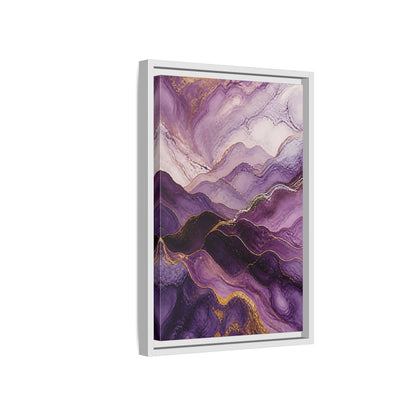 Side Mockup 4. Nature Abstract Mountains Purple And Gold shown as stretched canvas wall art
