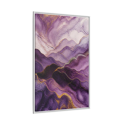 Side Mockup 7. Nature Abstract Mountains Purple And Gold shown as stretched canvas wall art