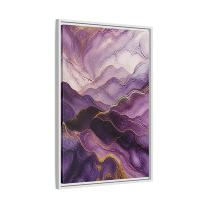 Side Mockup 10. Nature Abstract Mountains Purple And Gold shown as stretched canvas wall art