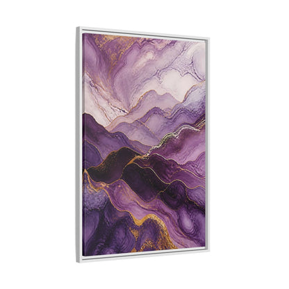 Side Mockup 9. Nature Abstract Mountains Purple And Gold shown as stretched canvas wall art