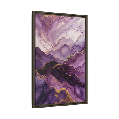 Side Mockup 11. Nature Abstract Mountains Purple And Gold shown as stretched canvas wall art