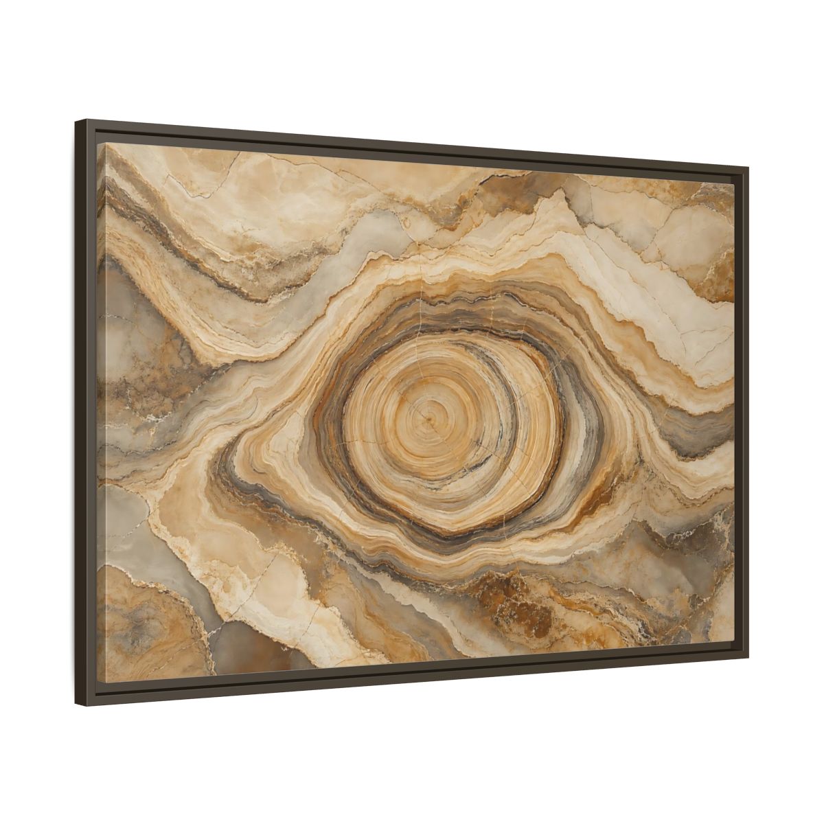 Main Mockup. Nature Agate Slice Brown And Beige Agate shown as stretched canvas wall art