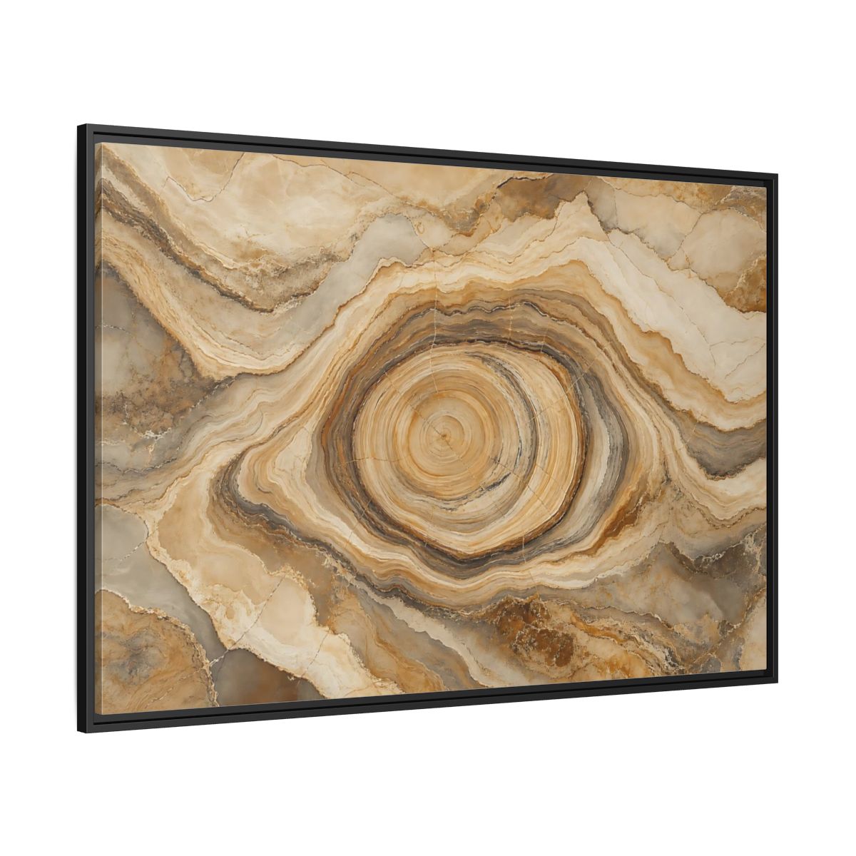 Side Mockup 12. Nature Agate Slice Brown And Beige Agate shown as stretched canvas wall art