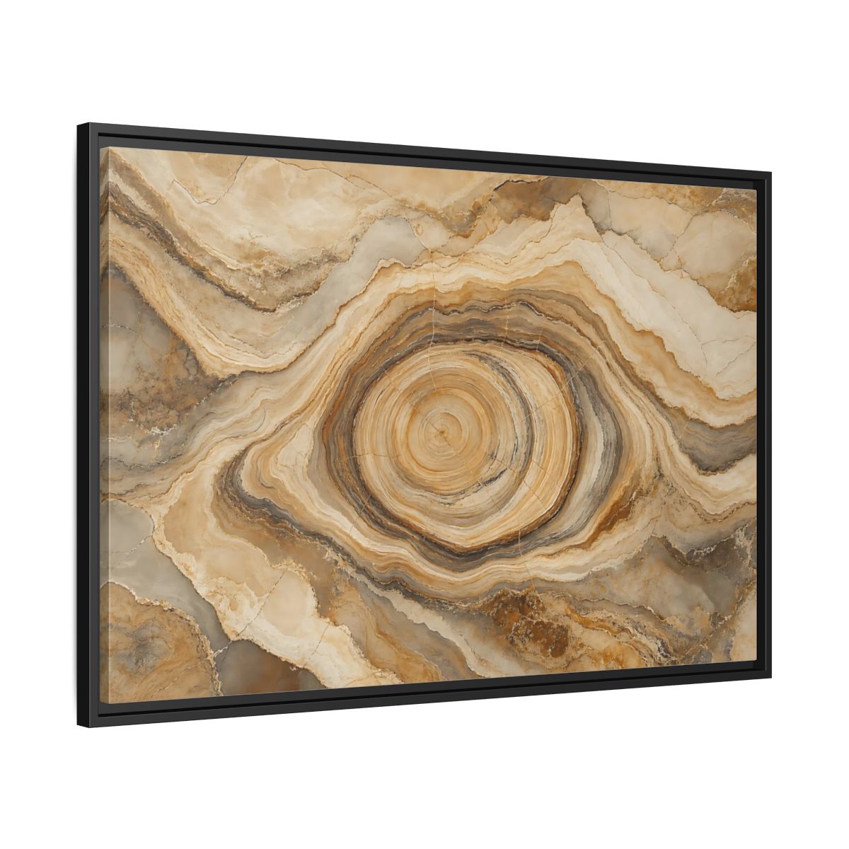 Side Mockup 13. Nature Agate Slice Brown And Beige Agate shown as stretched canvas wall art