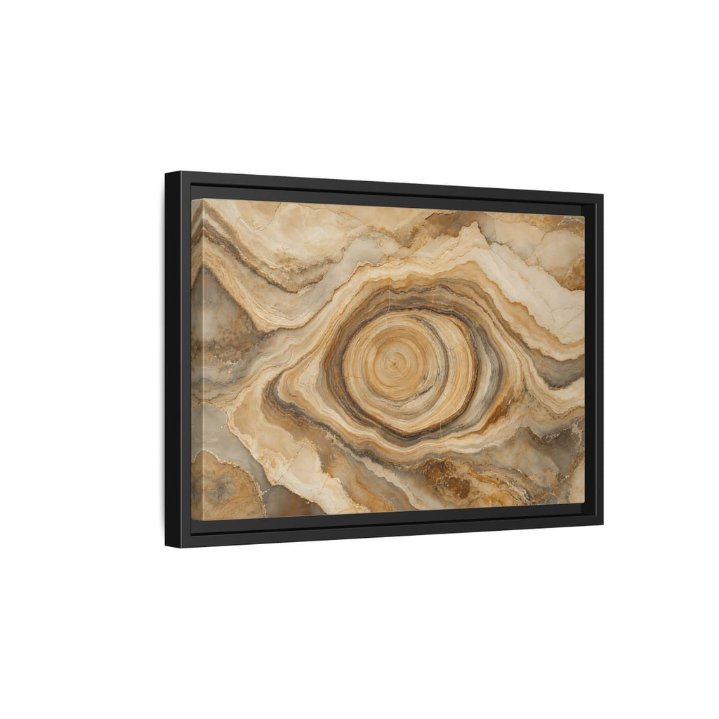 Side Mockup 6. Nature Agate Slice Brown And Beige Agate shown as stretched canvas wall art
