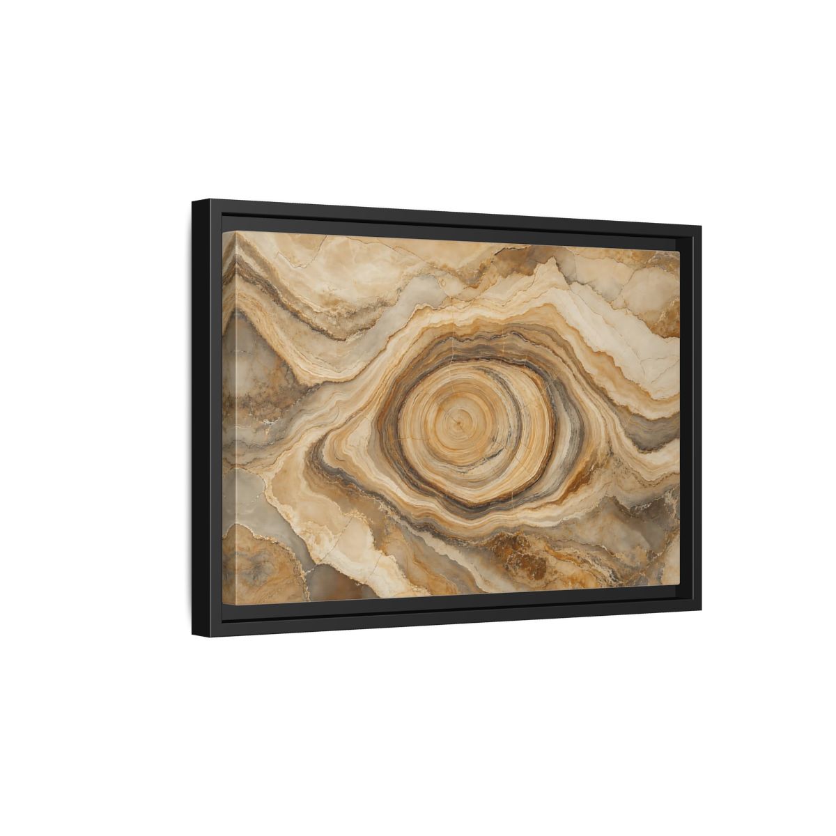 Side Mockup 6. Nature Agate Slice Brown And Beige Agate shown as stretched canvas wall art