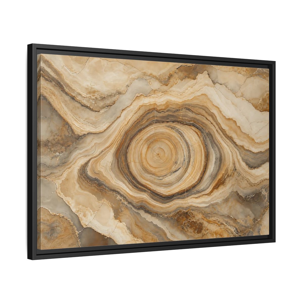 Side Mockup 14. Nature Agate Slice Brown And Beige Agate shown as stretched canvas wall art