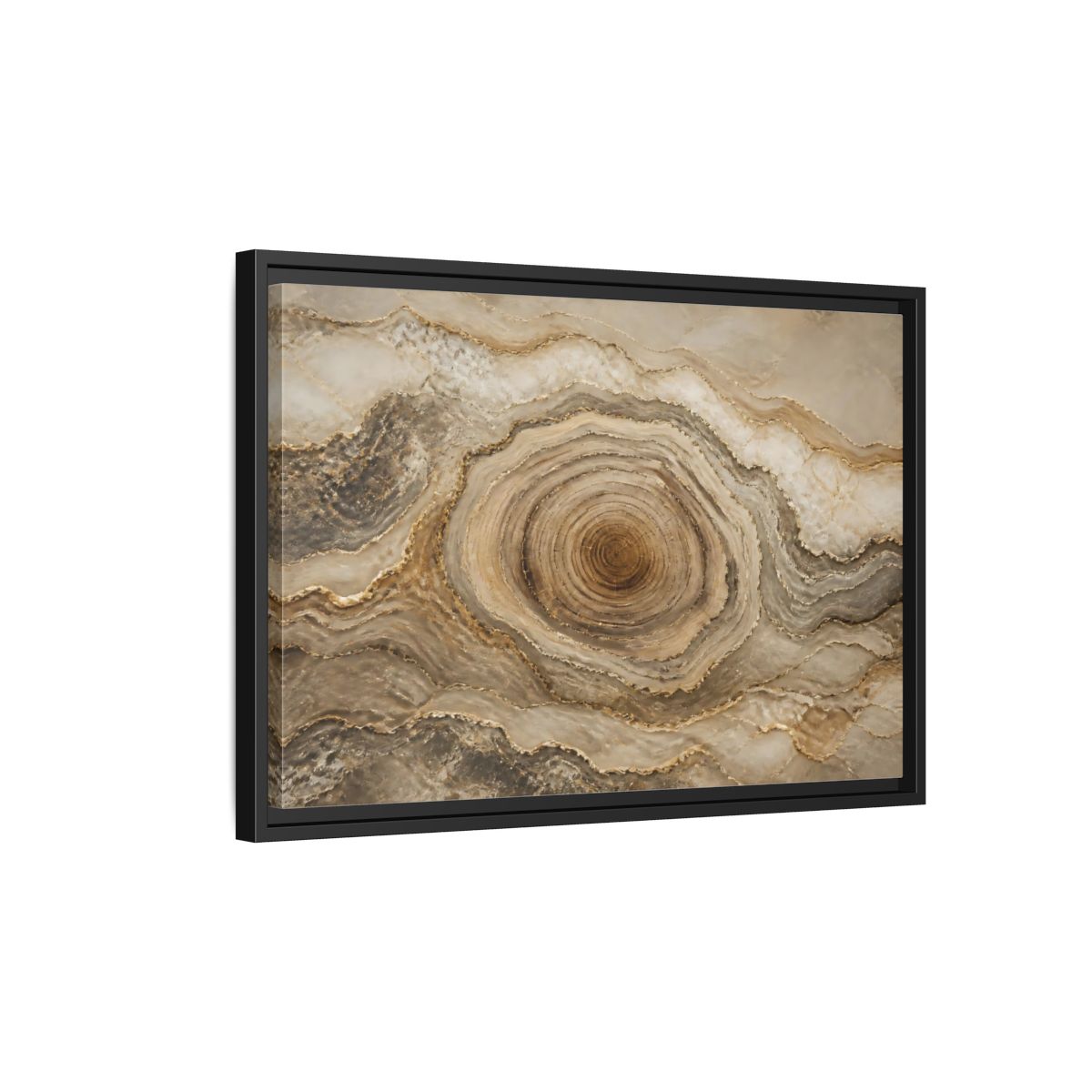 Side Mockup 3. Nature Agate Stone Brown And Gold shown as stretched canvas wall art
