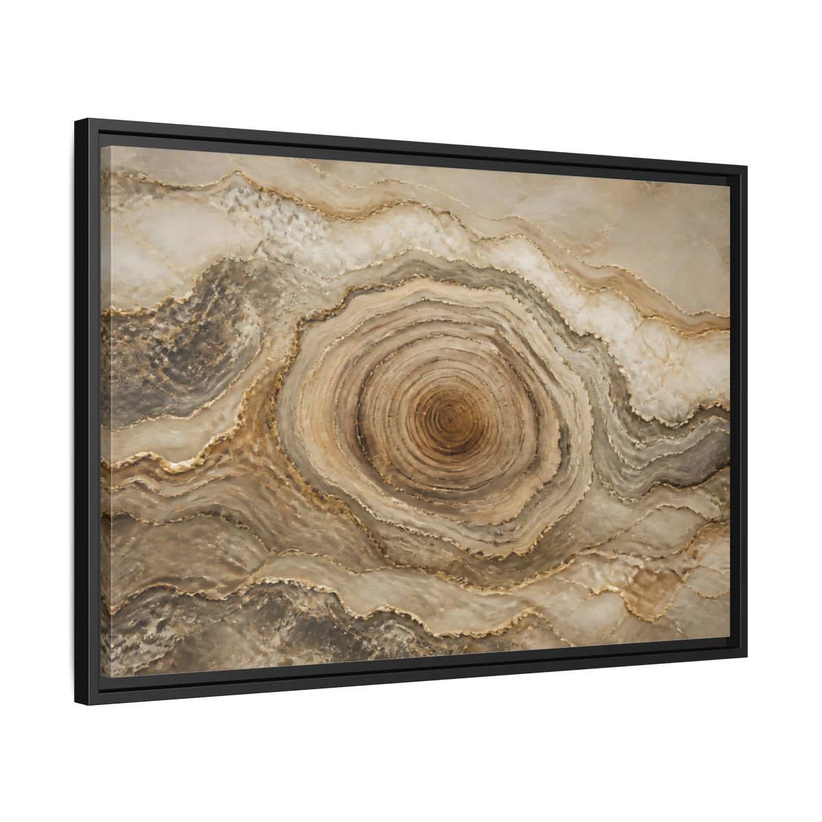 Side Mockup 14. Nature Agate Stone Brown And Gold shown as stretched canvas wall art