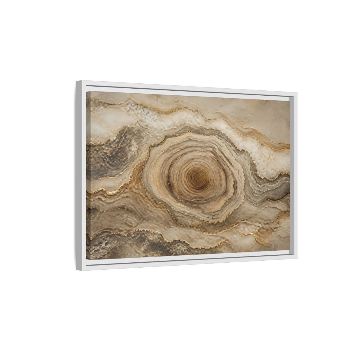 Side Mockup 1. Nature Agate Stone Brown And Gold shown as stretched canvas wall art