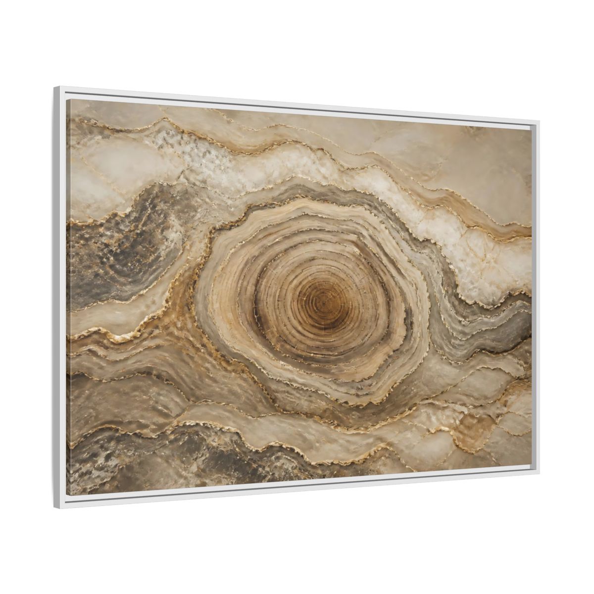 Side Mockup 7. Nature Agate Stone Brown And Gold shown as stretched canvas wall art