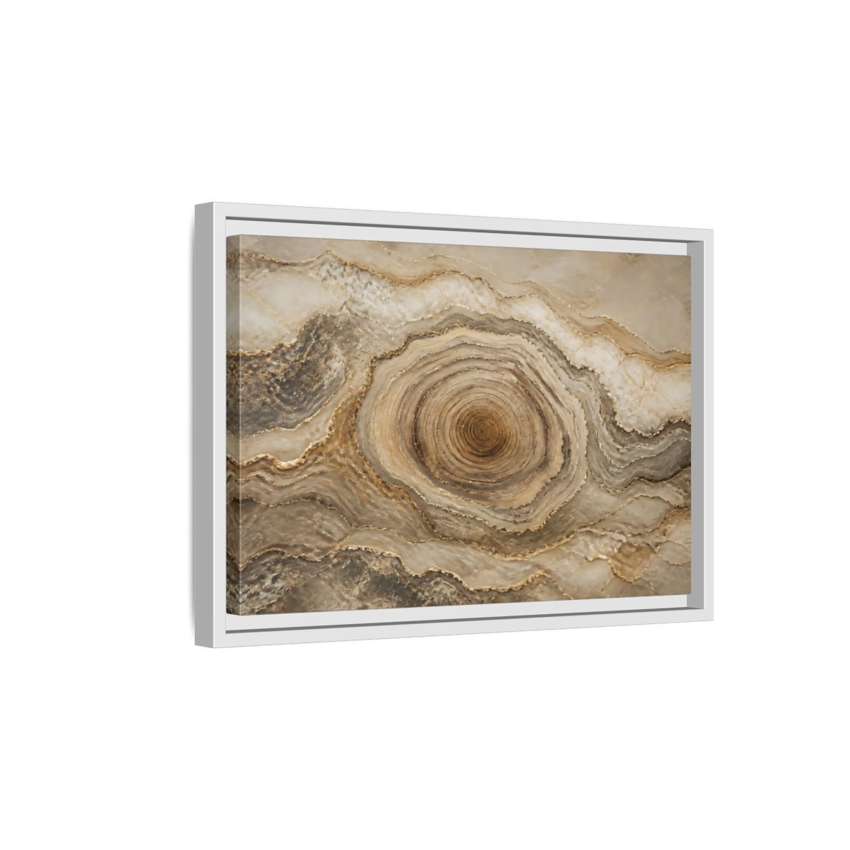 Side Mockup 4. Nature Agate Stone Brown And Gold shown as stretched canvas wall art