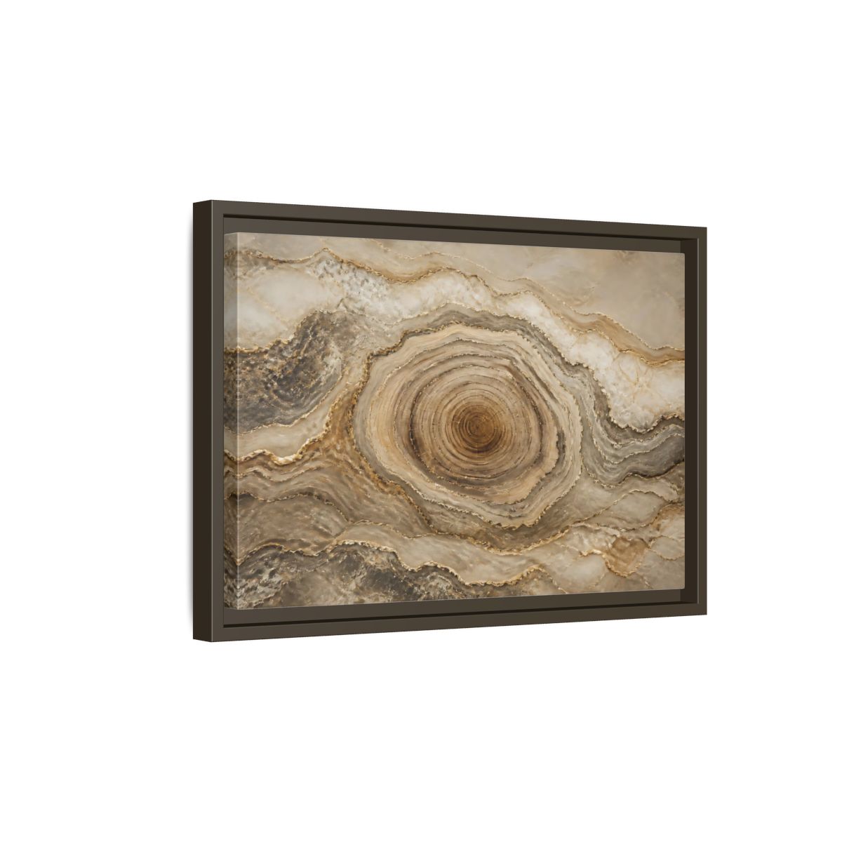 Side Mockup 5. Nature Agate Stone Brown And Gold shown as stretched canvas wall art