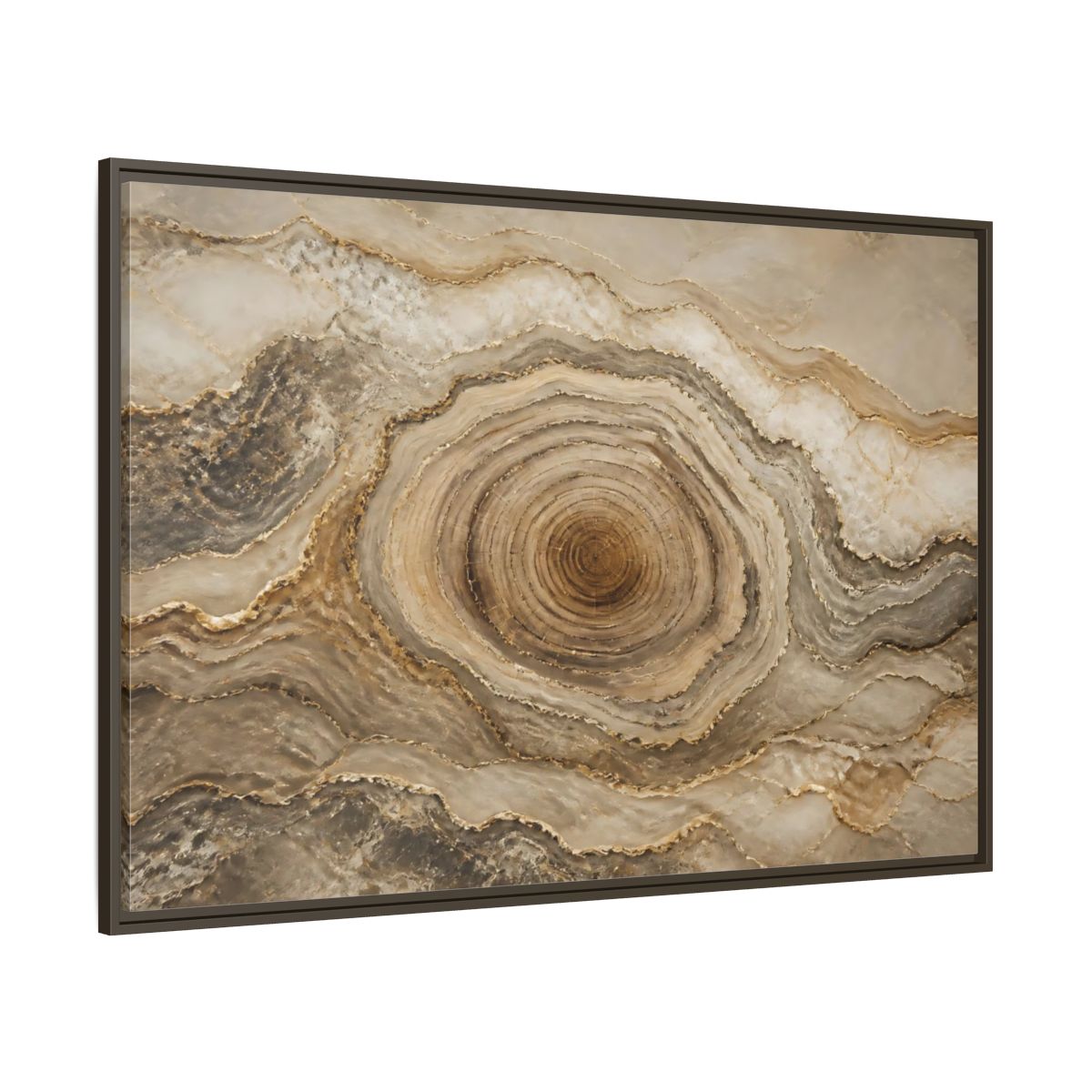 Side Mockup 8. Nature Agate Stone Brown And Gold shown as stretched canvas wall art