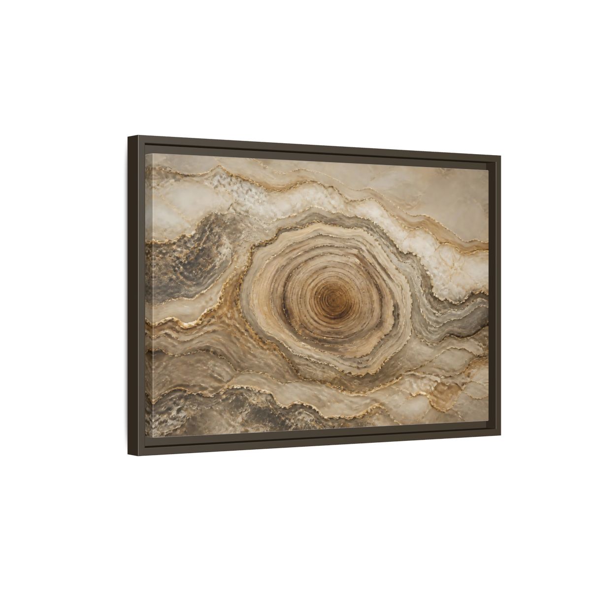 Side Mockup 2. Nature Agate Stone Brown And Gold shown as stretched canvas wall art