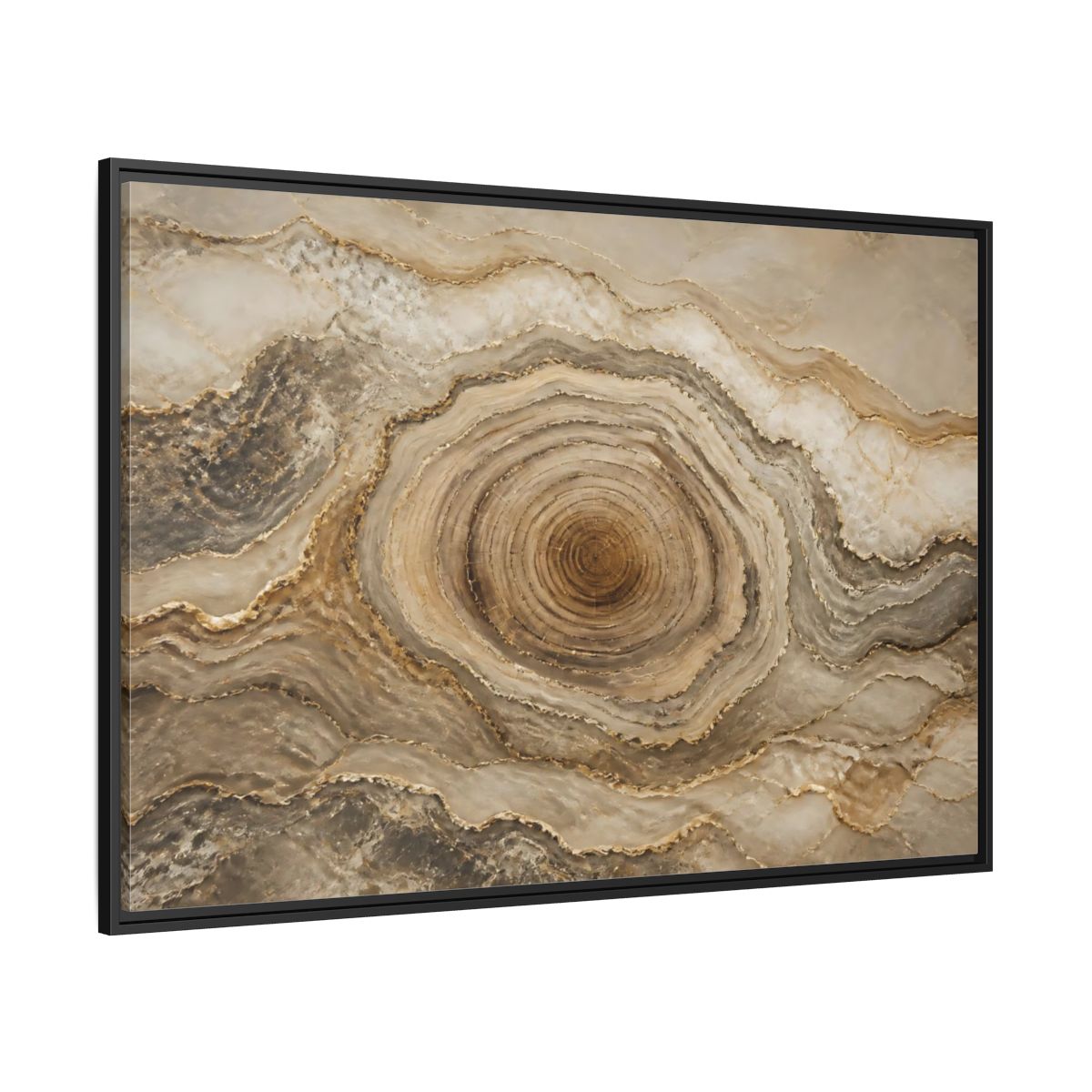 Side Mockup 12. Nature Agate Stone Brown And Gold shown as stretched canvas wall art