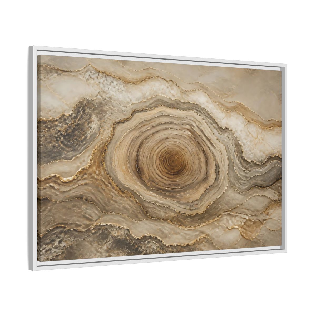 Side Mockup 9. Nature Agate Stone Brown And Gold shown as stretched canvas wall art