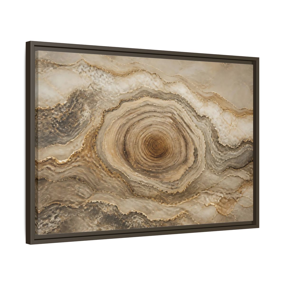 Side Mockup 11. Nature Agate Stone Brown And Gold shown as stretched canvas wall art