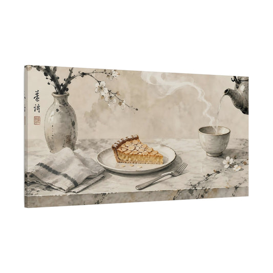 Main Mockup. Nature Almond Tart Brown Cream shown as canvas print