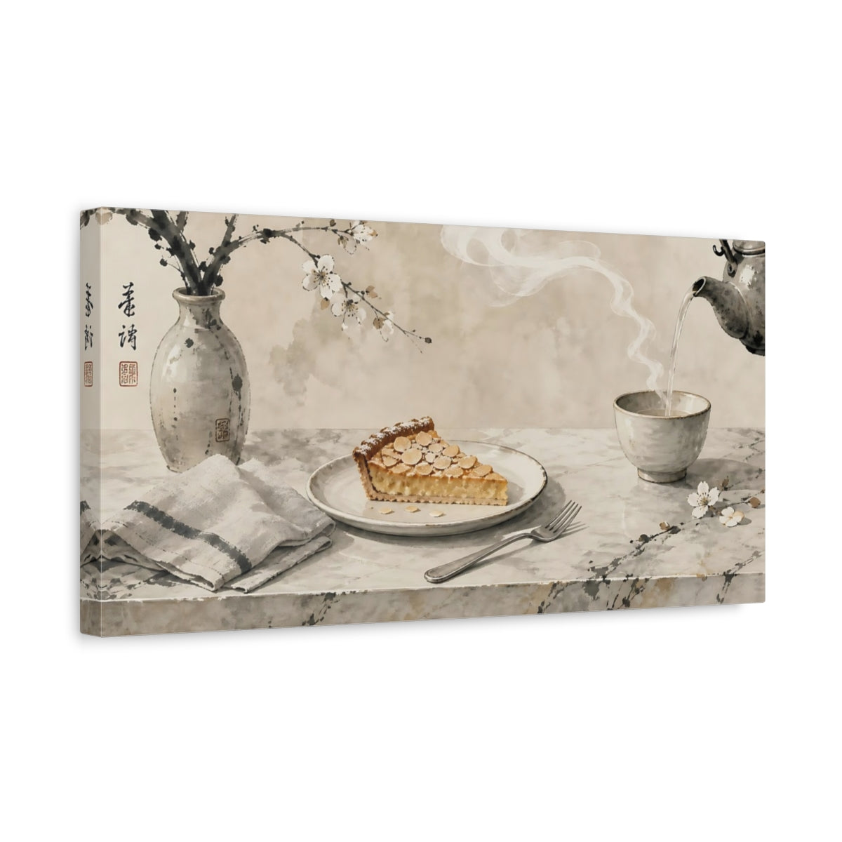 Side Mockup 3. Nature Almond Tart Brown Cream shown as canvas print