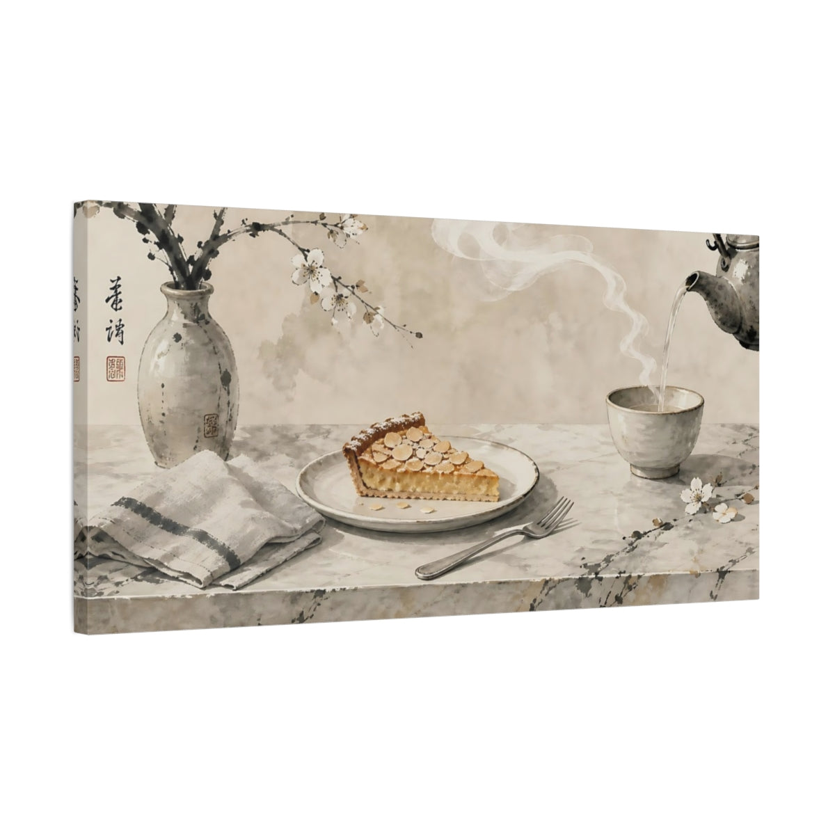 Side Mockup 1. Nature Almond Tart Brown Cream shown as canvas print