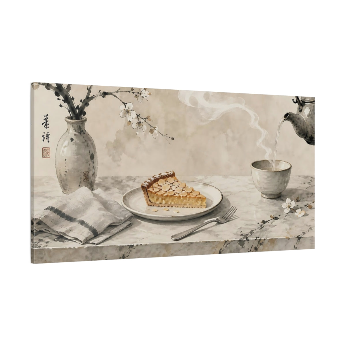 Side Mockup 2. Nature Almond Tart Brown Cream shown as canvas print