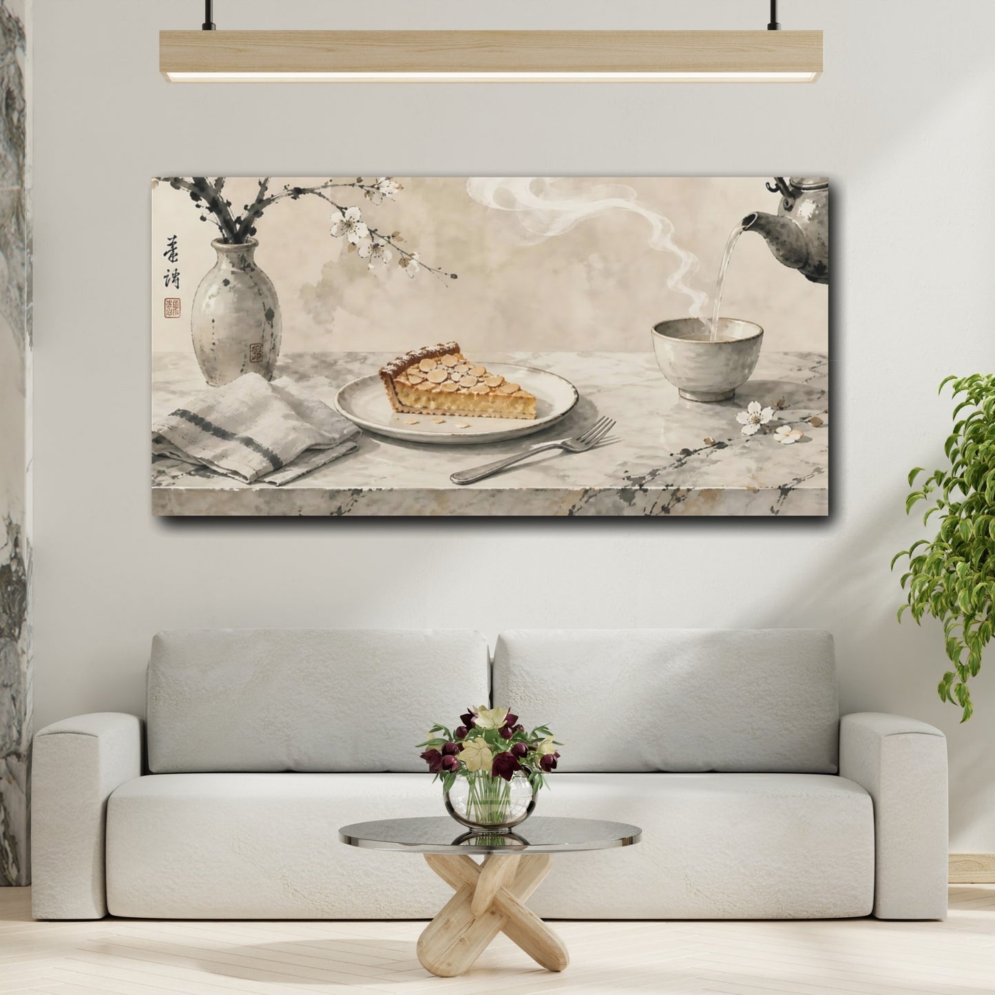 Mockup 2. Nature Almond Tart Brown Cream shown as canvas print